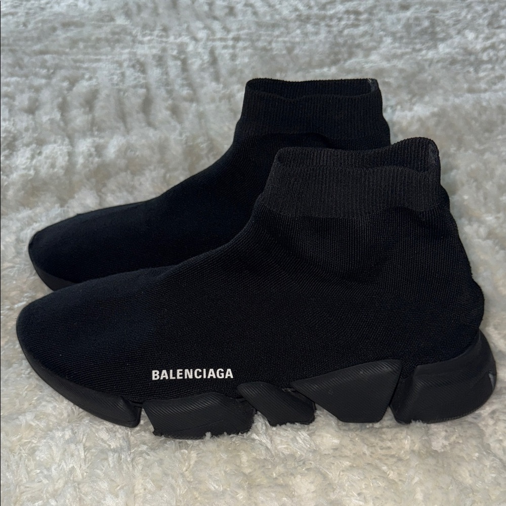 Balenciaga Black Knit High-Top Sneakers - Picture 3 of 5